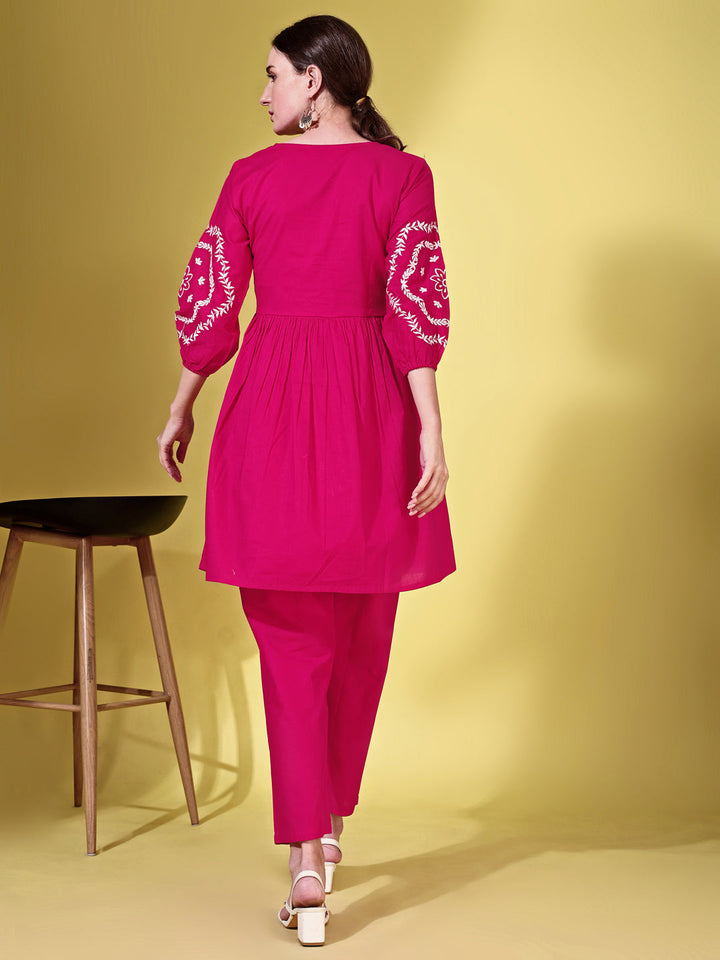 Pink-Cotton-Thread-Work-Embroidered-Co-Ord-Set