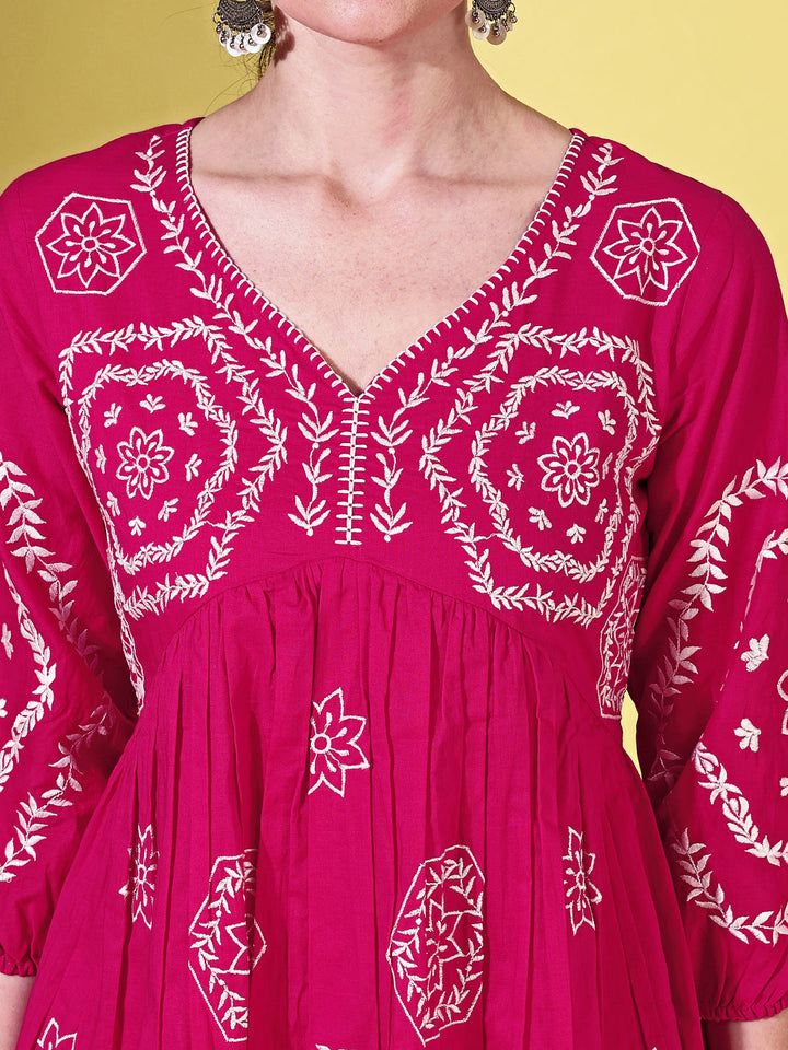 Pink-Cotton-Thread-Work-Embroidered-Co-Ord-Set