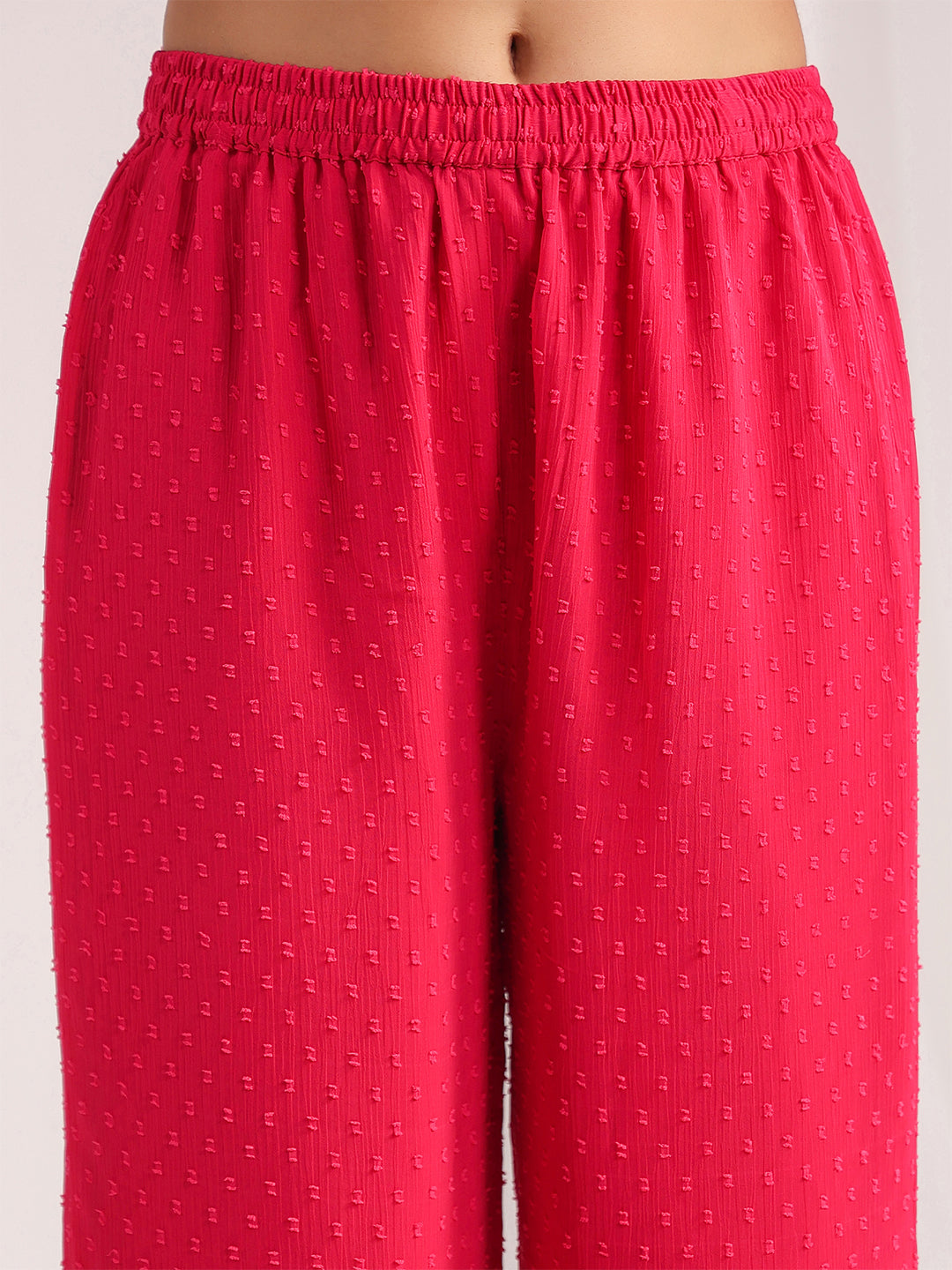 Pink Dobby Georgette Yoke Design Co-Ord Set