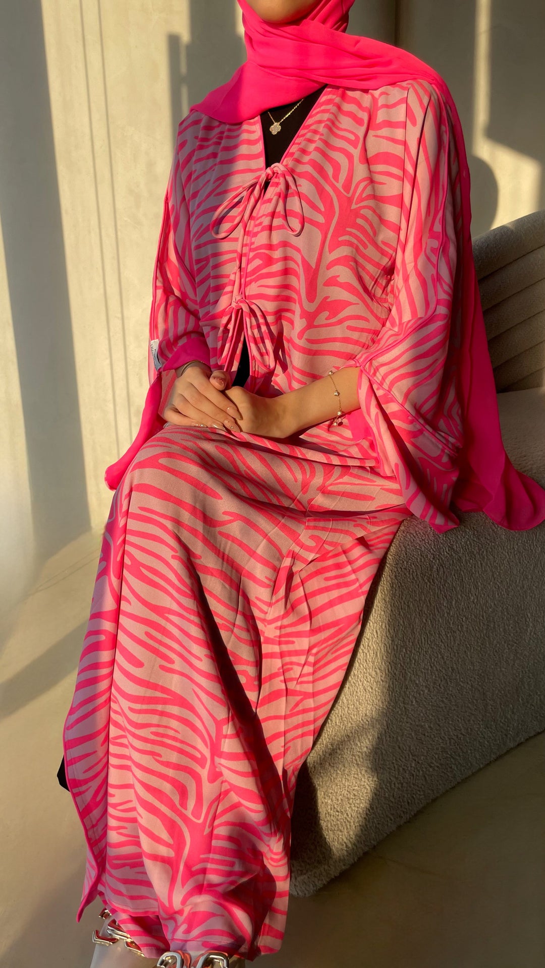 Pink-Georgette-Candy-Kimono-&-Sheila-Set