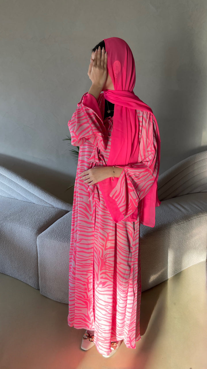 Pink-Georgette-Candy-Kimono-&-Sheila-Set