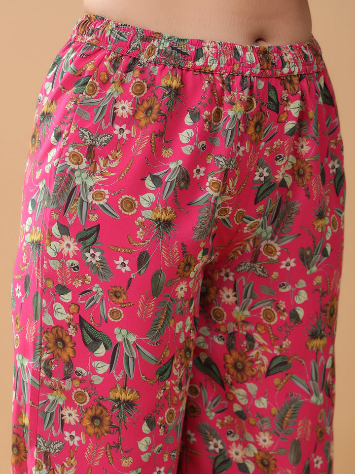 Pink Georgette Digital Floral Printed Kurta Suit Set
