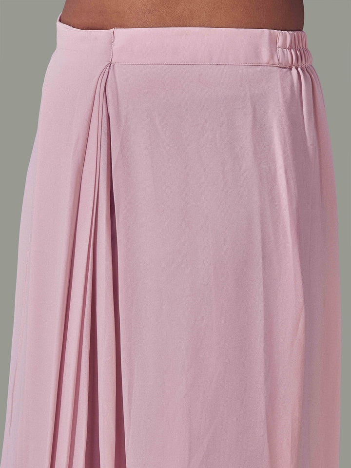 Pink-Georgette-Embroidered-Crop-Top,-Skirt-with-Shrug