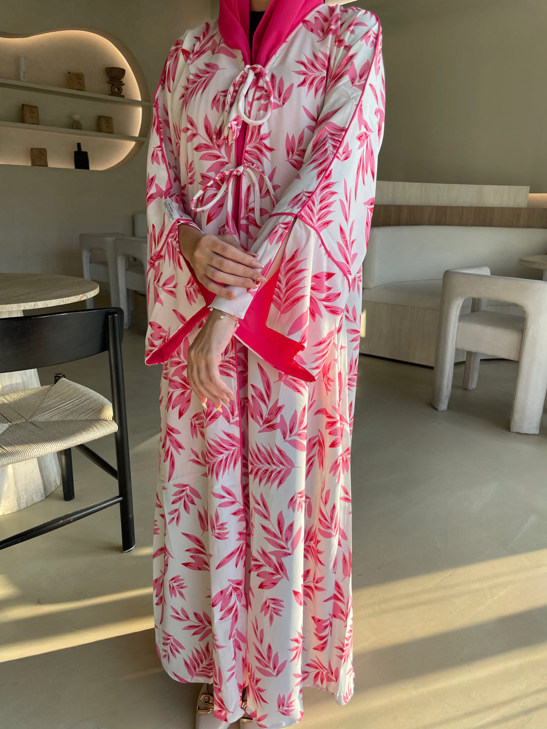 Pink-Georgette-Petal-Kimono-&-Sheila-Set