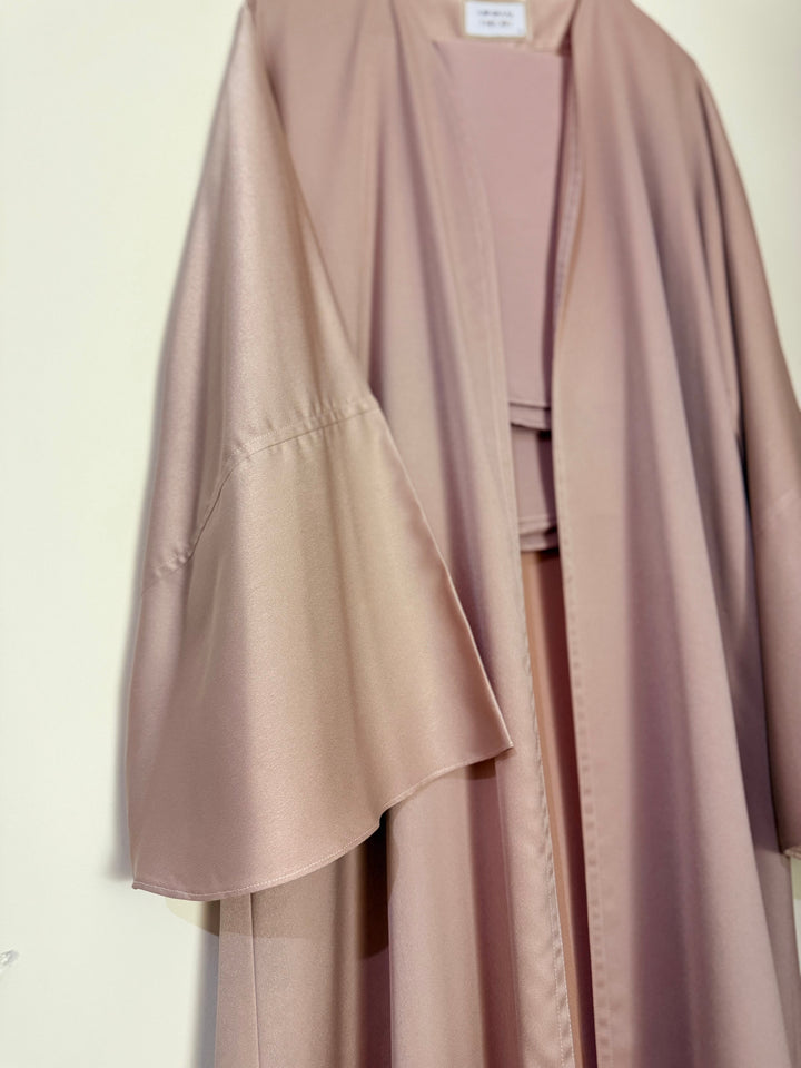 Pink-Satin-Abaya-With-Sheila-Big-Sleeved