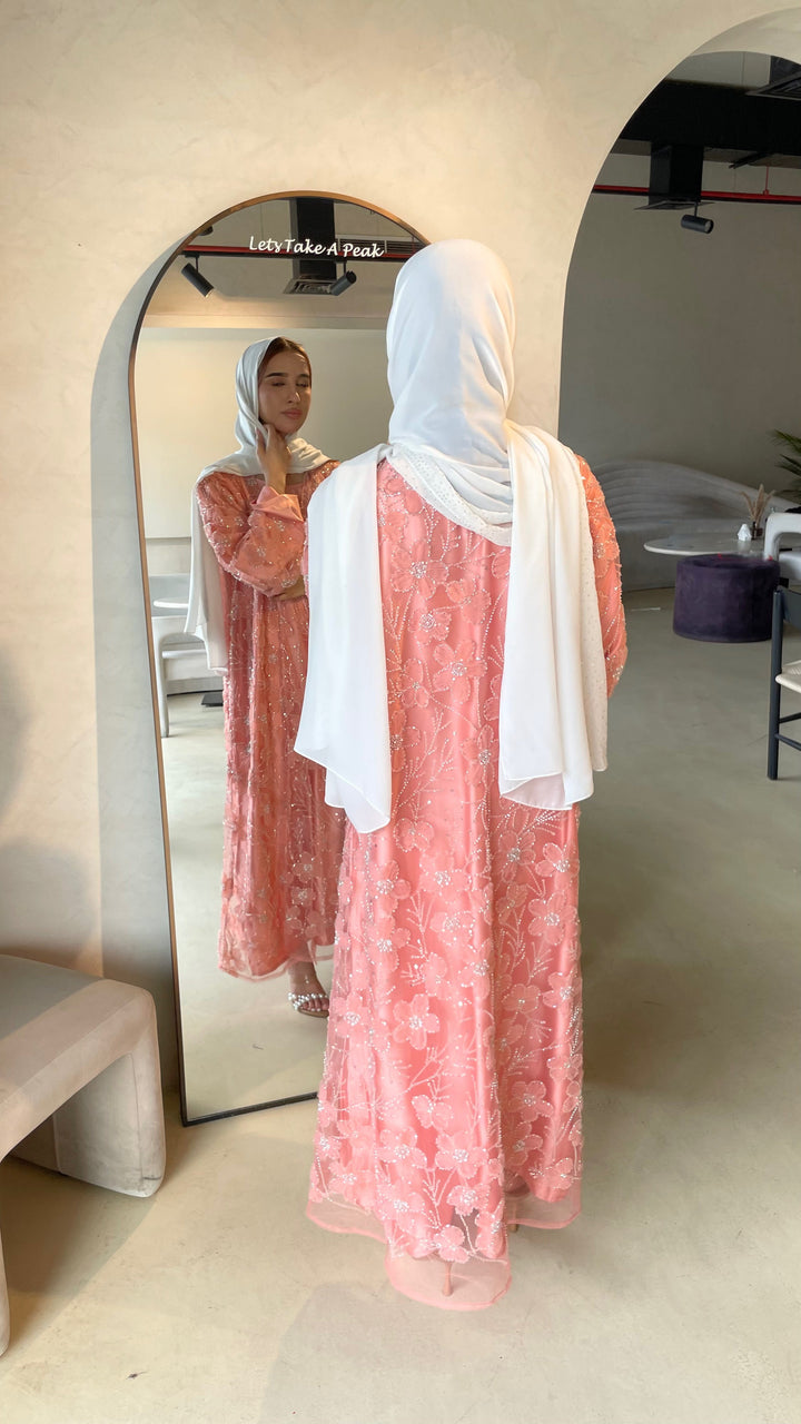 Pink-Silk-Petal-Bloom-Pearl-Full-Abaya-Set