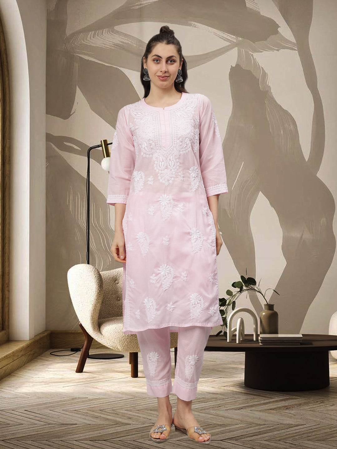 Pink-Terivoil-Cotton-Lucknowi-Chikankari-Kurta-Set