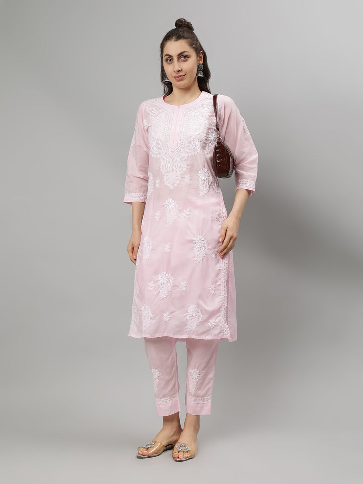 Pink-Terivoil-Cotton-Lucknowi-Chikankari-Kurta-Set