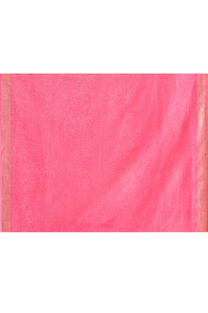 Pink-Tussar-Linen-Handloom-Saree-With-Woven-Zari-Pallu