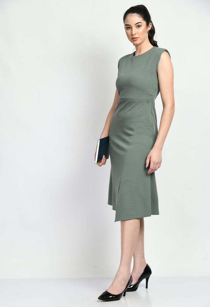 Pista-Green-Cotton-Blend-Finesse-Asymmetrical-A-Line-Dress