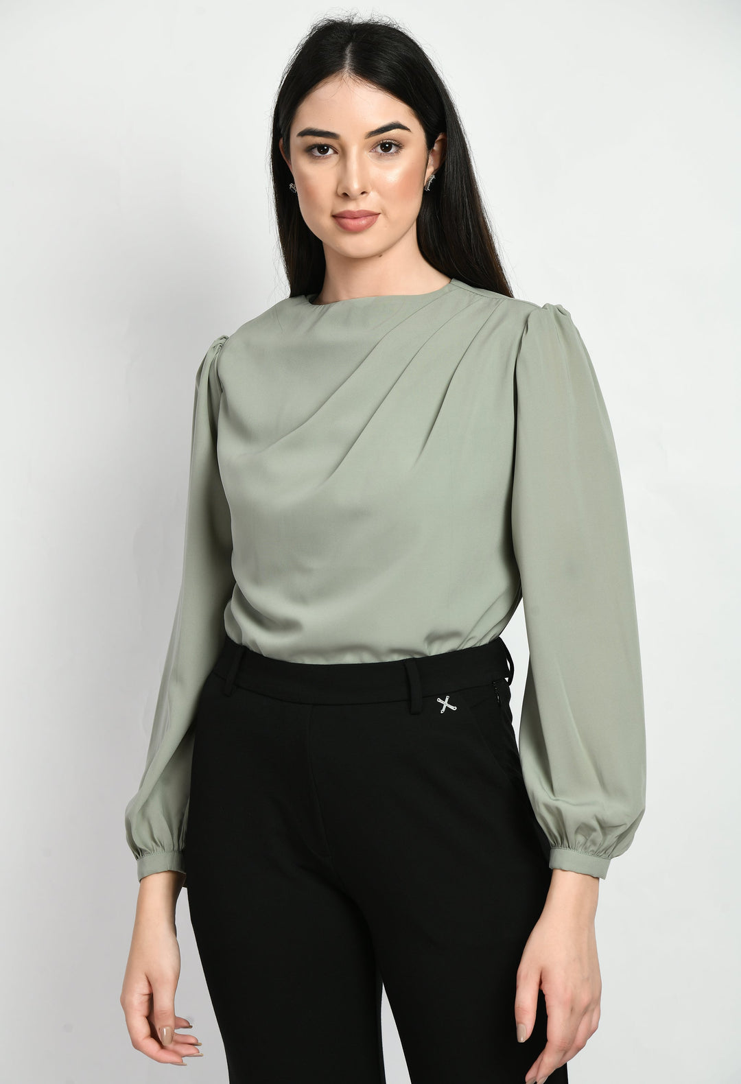 Pista-Green-Cotton-Blend-Genius-Pleat-Detail-Top