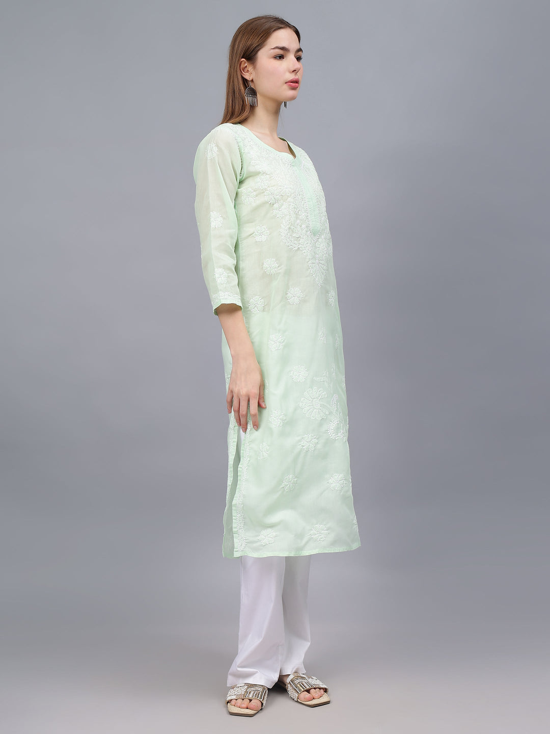 Pista-Green-Cotton-Embroidered-Chikankari-Kurti