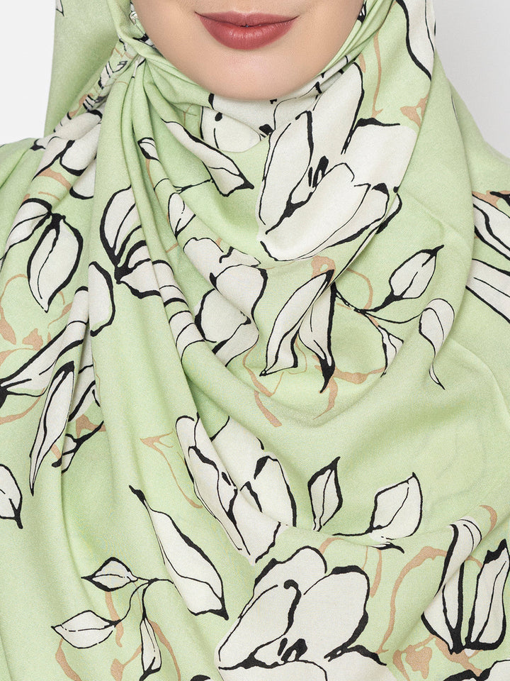 Pista-Green-Viscose-Leaf-Print-Prayer-Gown