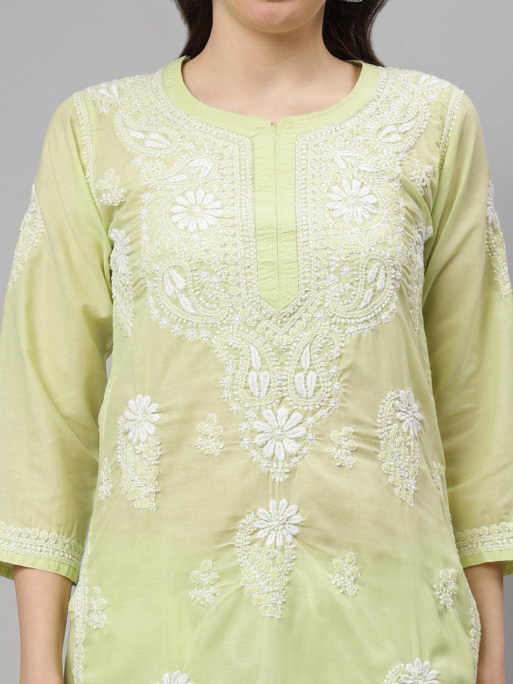 Pista-Green-Terivoil-Cotton-Lucknowi-Chikankari-Kurta-set