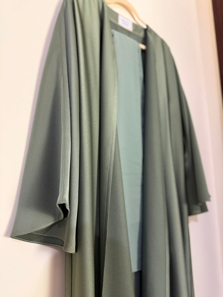 Pistachio-Green-Satin-Abaya-With-Sheila