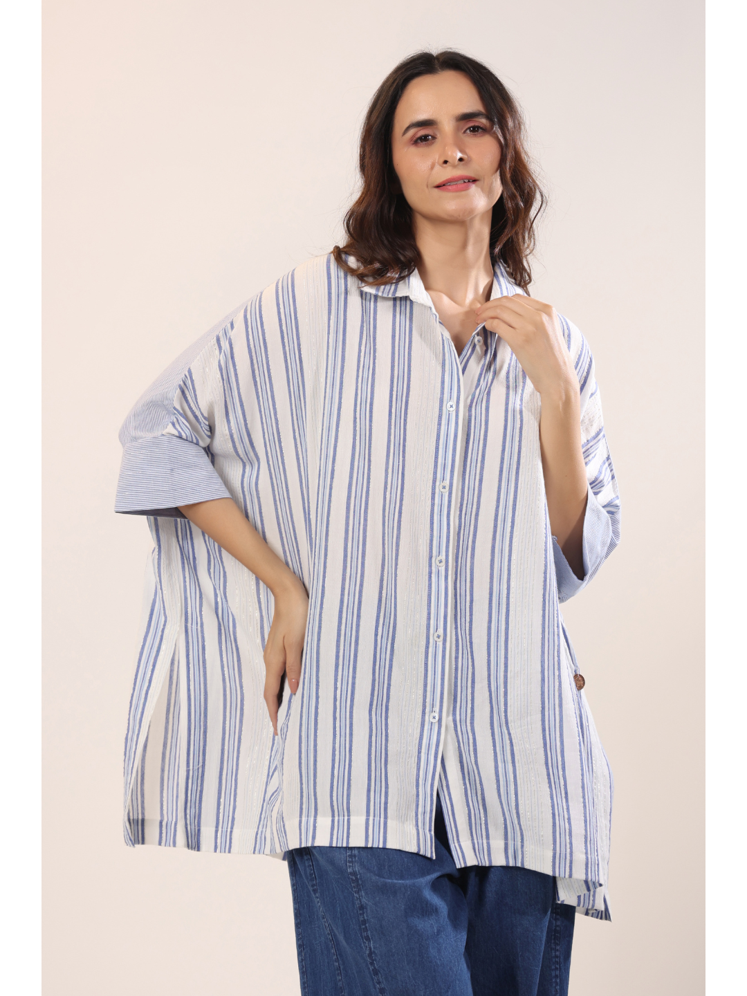 Posy Lurex Stripes Kaftani Tunic Shirt