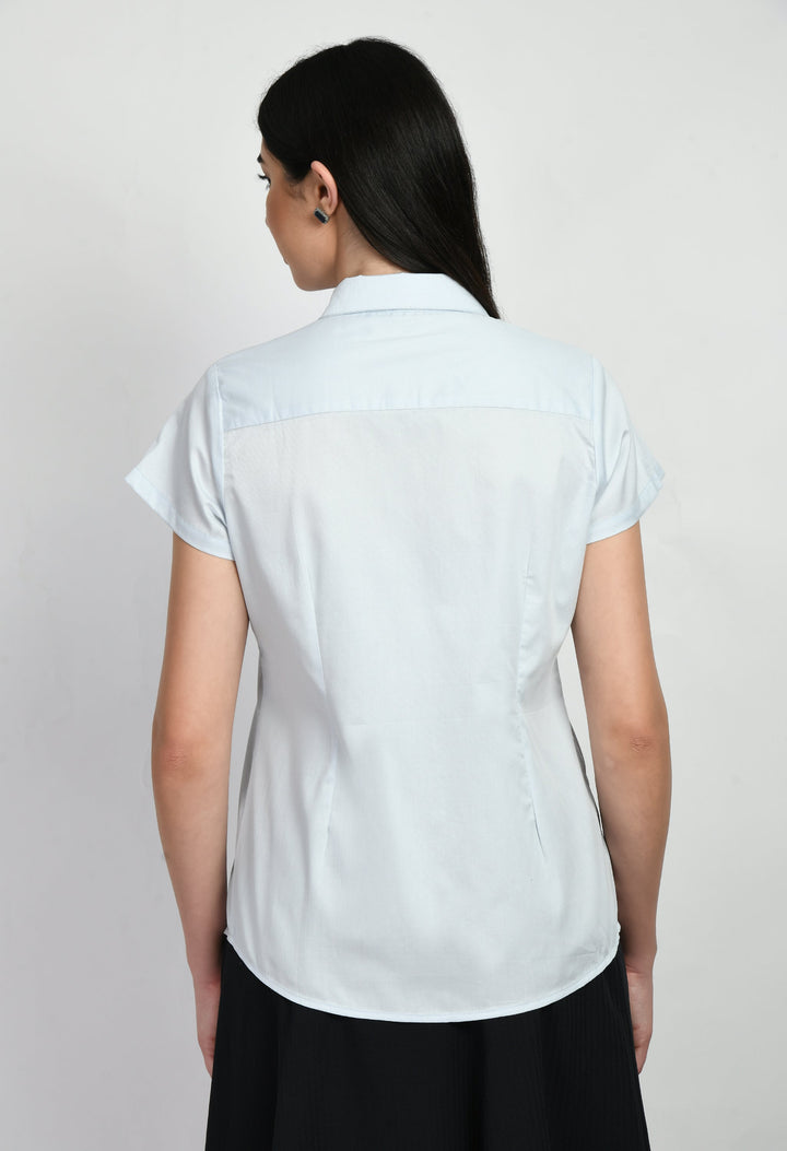 Powder-Blue-Cotton-Creativity-Cap-Sleeves-Shirt