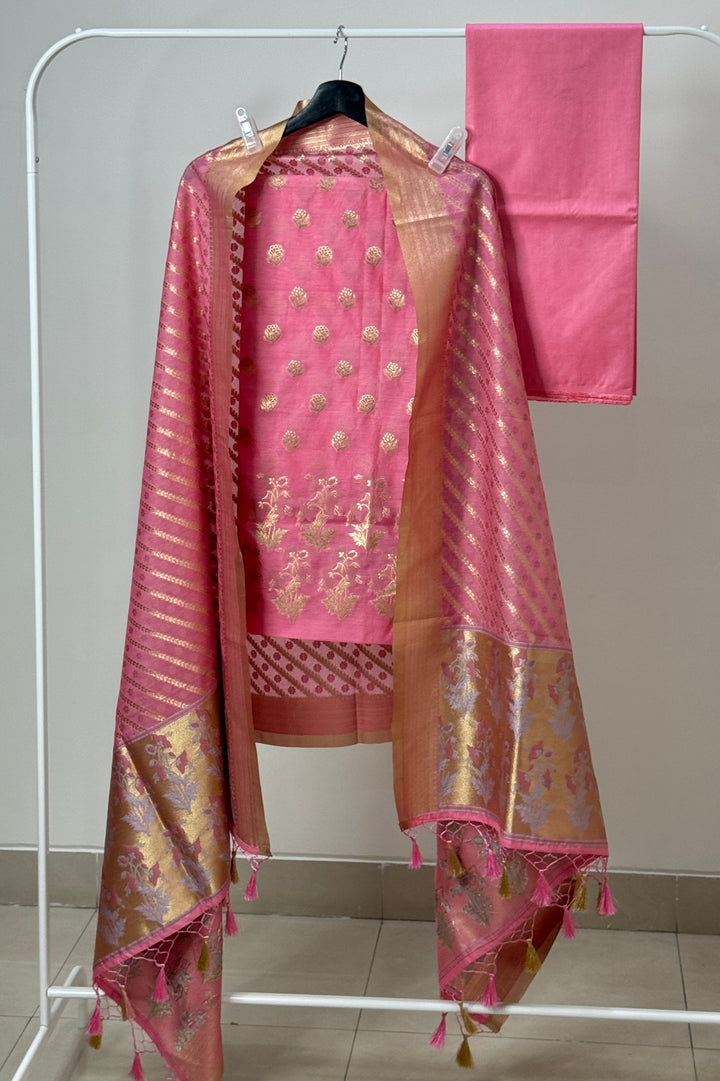 Powder-Pink-Jamdani-3-Piece-Unstitched-Kurta-Set