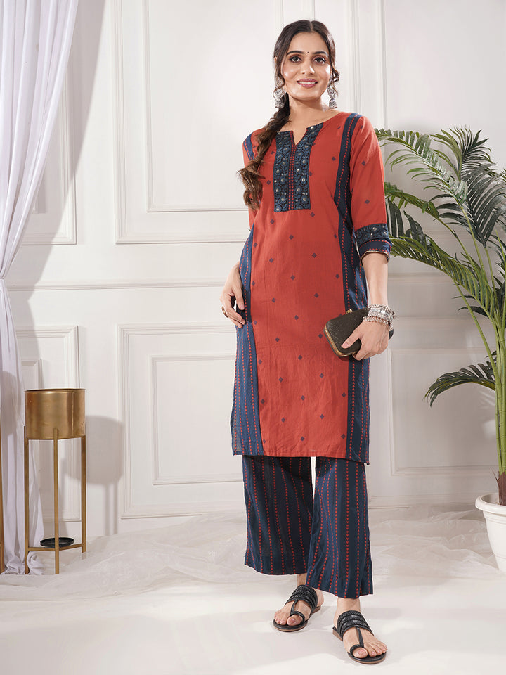 Praya Red Cotton Kurta Only