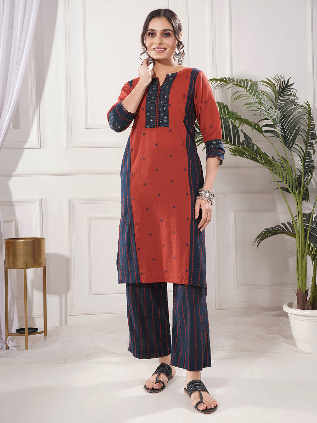 Praya Red Cotton Kurta Only