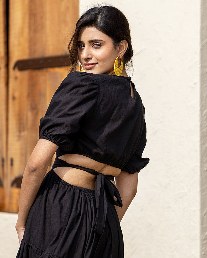 Black-Cotton-Midi-Dress