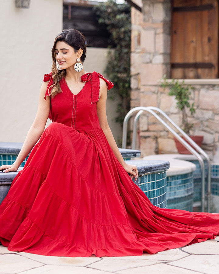 Ruby-Red-Mulmul-Maxi-Dress