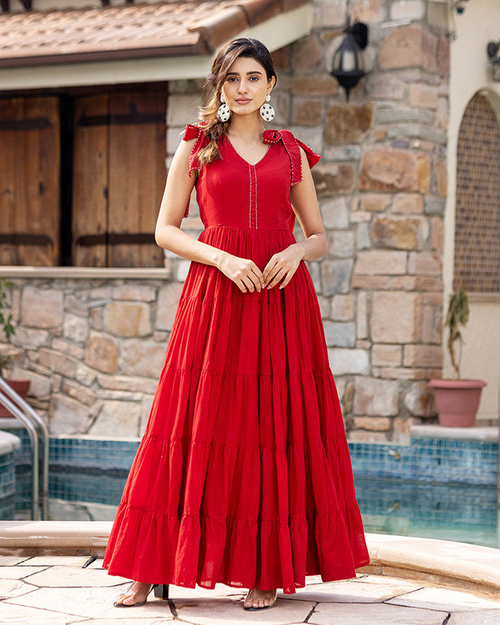 Ruby-Red-Mulmul-Maxi-Dress