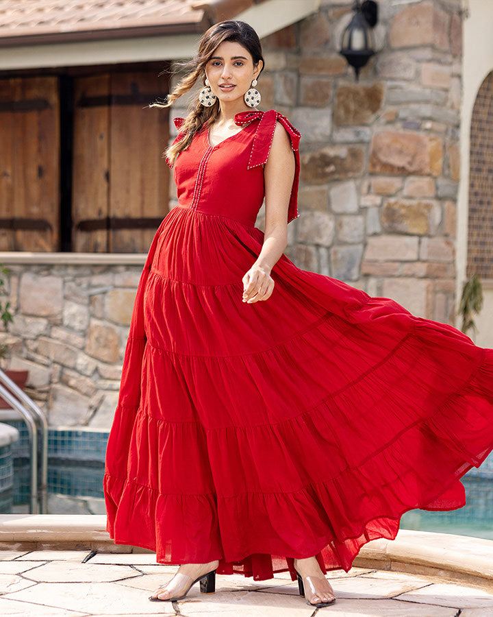 Ruby-Red-Mulmul-Maxi-Dress