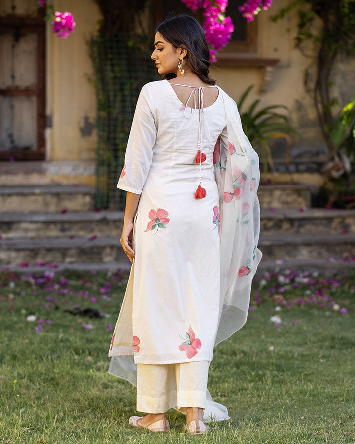 Cream-Cotton-Hand-Painted-3-Piece-Kurta-Set