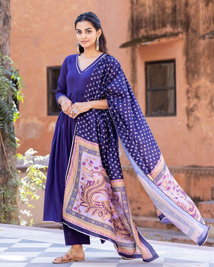 Blue-Cotton-Azure-Kalamkari-3-Piece-Kurta-Set