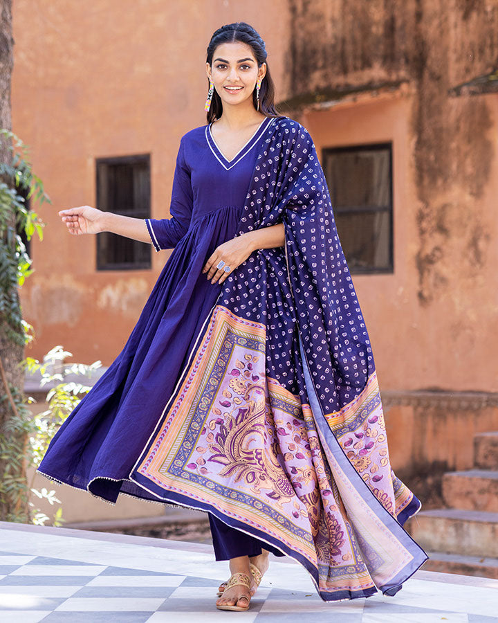 Blue-Cotton-Azure-Kalamkari-3-Piece-Kurta-Set