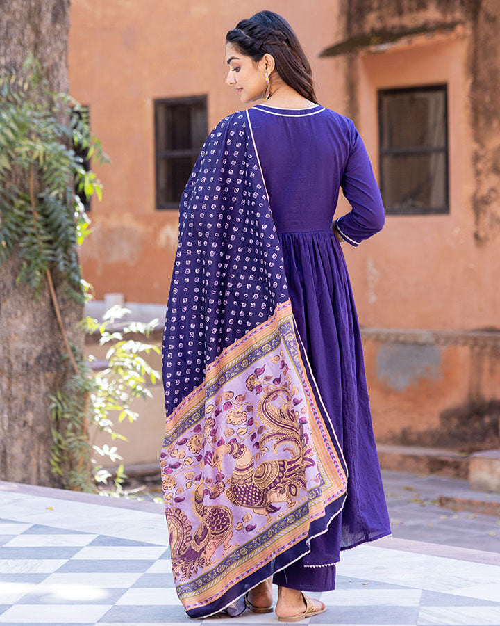 Blue-Cotton-Azure-Kalamkari-3-Piece-Kurta-Set