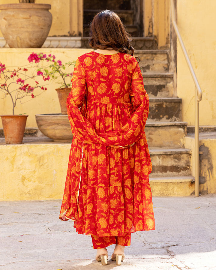 Red-Chiffon-Floral-Printed-3-Piece-Kurta-Set