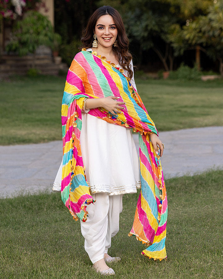White-Rayon-Umbrella-3-Piece-Kurta-Set