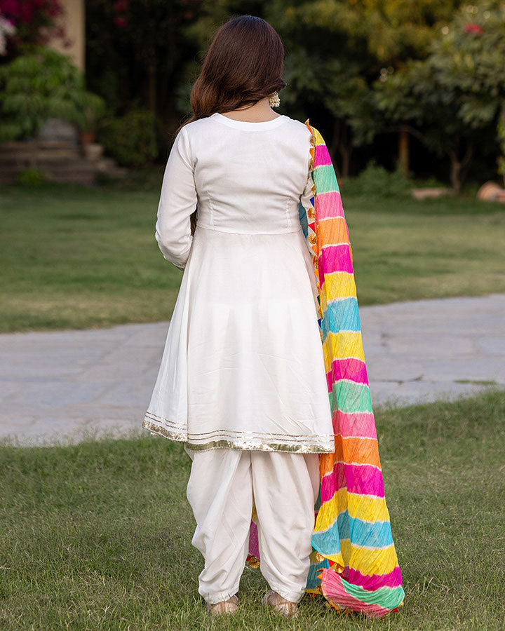 White-Rayon-Umbrella-3-Piece-Kurta-Set