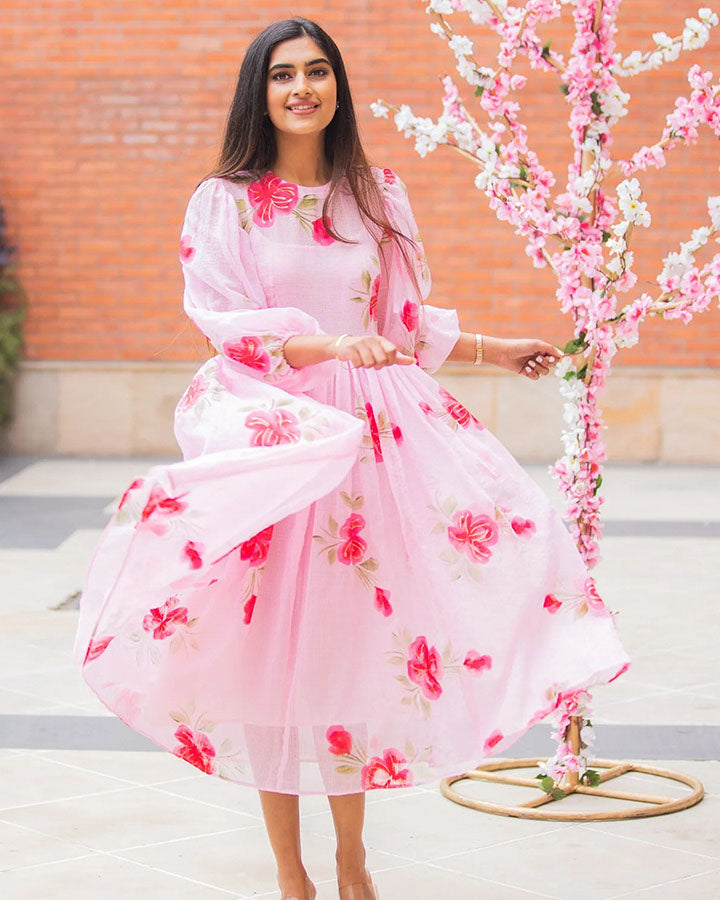 Pink-Kota-Doria-Peony-Midi-Dress