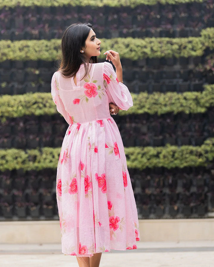 Pink-Kota-Doria-Peony-Midi-Dress