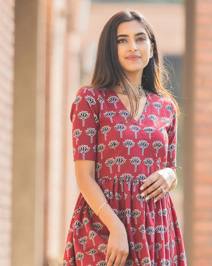 Red-Cotton-Lotus-Maxi-Dress