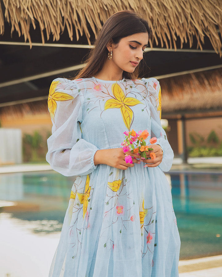 Blue-Kota-Doria-Lilies-Midi-Dress