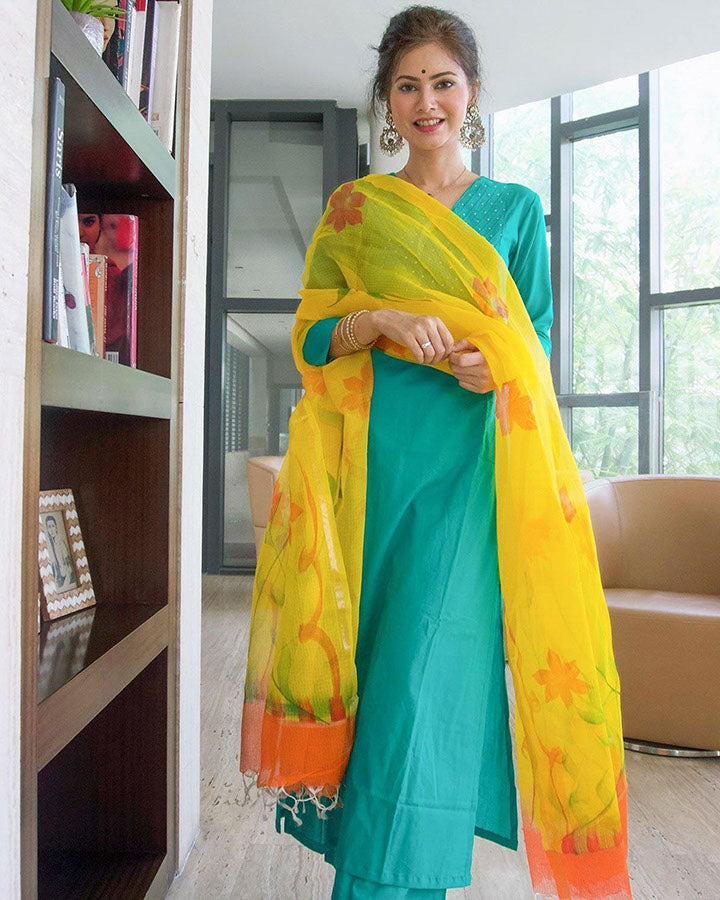 Rama-Green-Cotton-Sequin-3-Piece-Kurta-Set