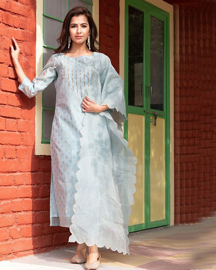 Blue-Chanderi-Printed-3-Piece-Kurta-Set