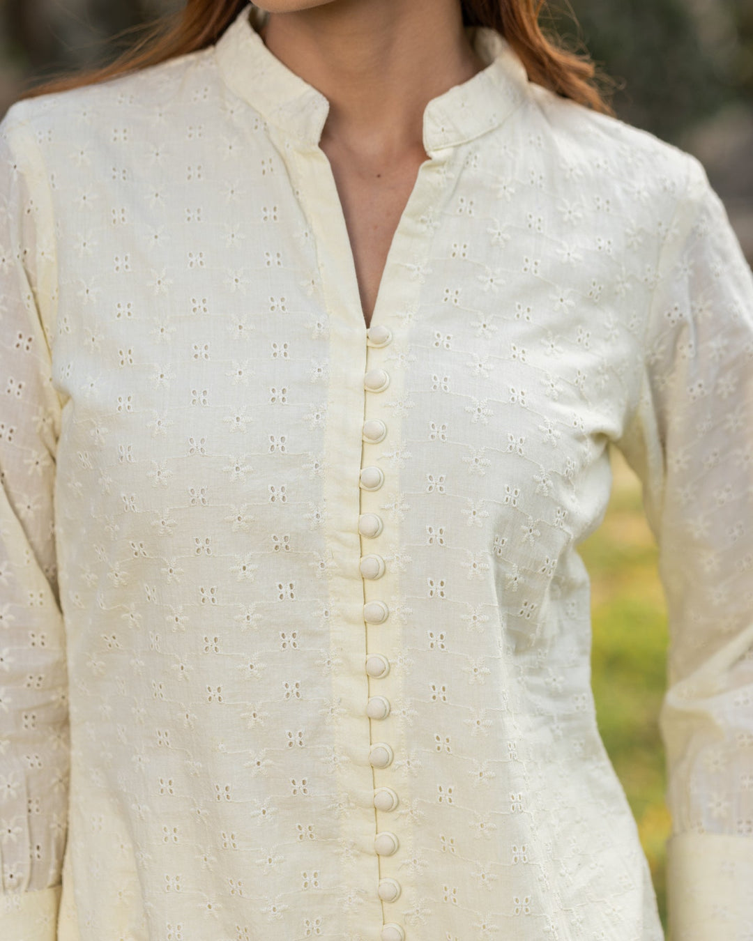 Yellow-Schiffli-V-Neck-Straight-2-Piece-Kurta-Set