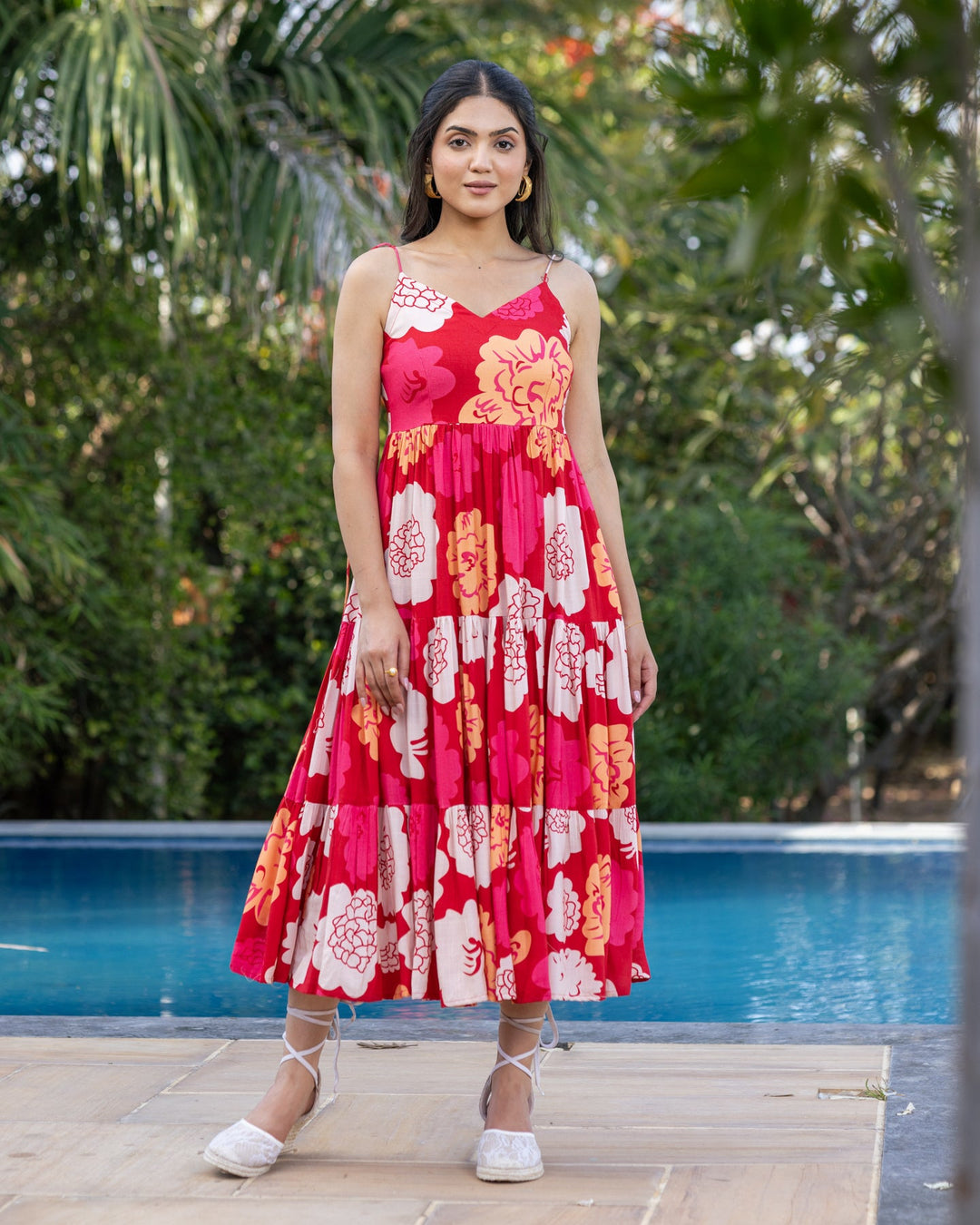Red-Rayon-Floral-Tiered-Maxi-Dress