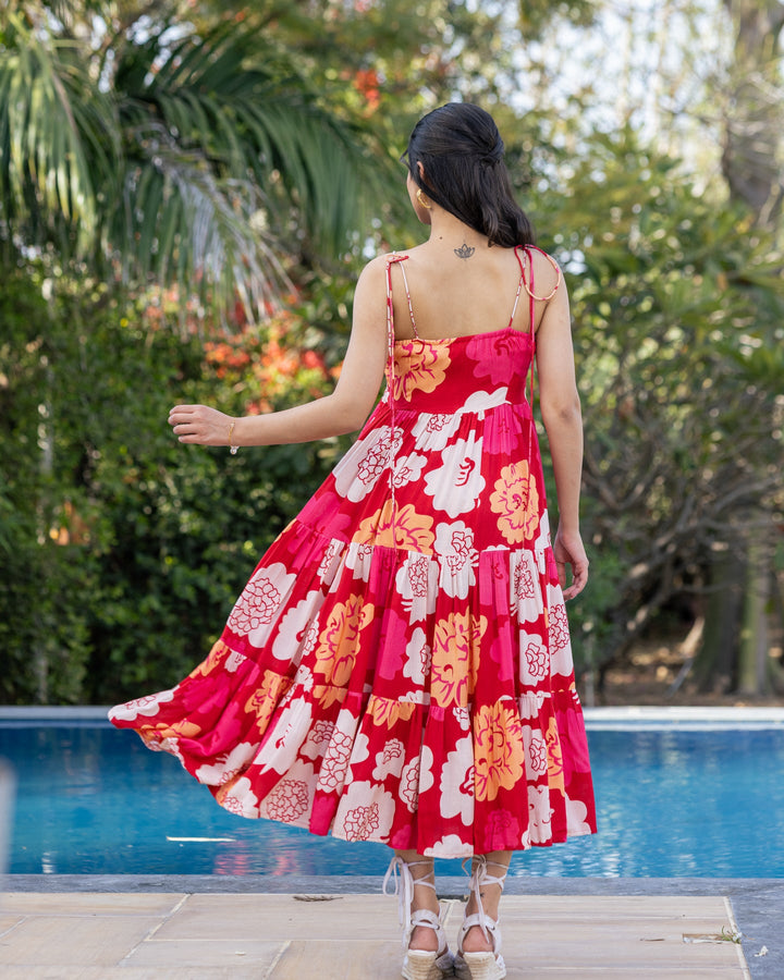 Red-Rayon-Floral-Tiered-Maxi-Dress
