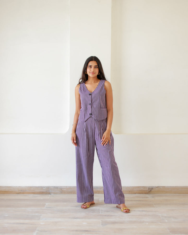 Purple-Cotton-Striped-Co-Ord-Set
