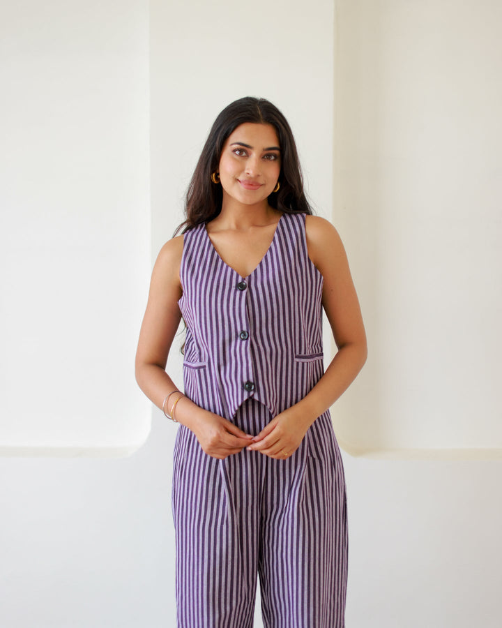 Purple-Cotton-Striped-Co-Ord-Set