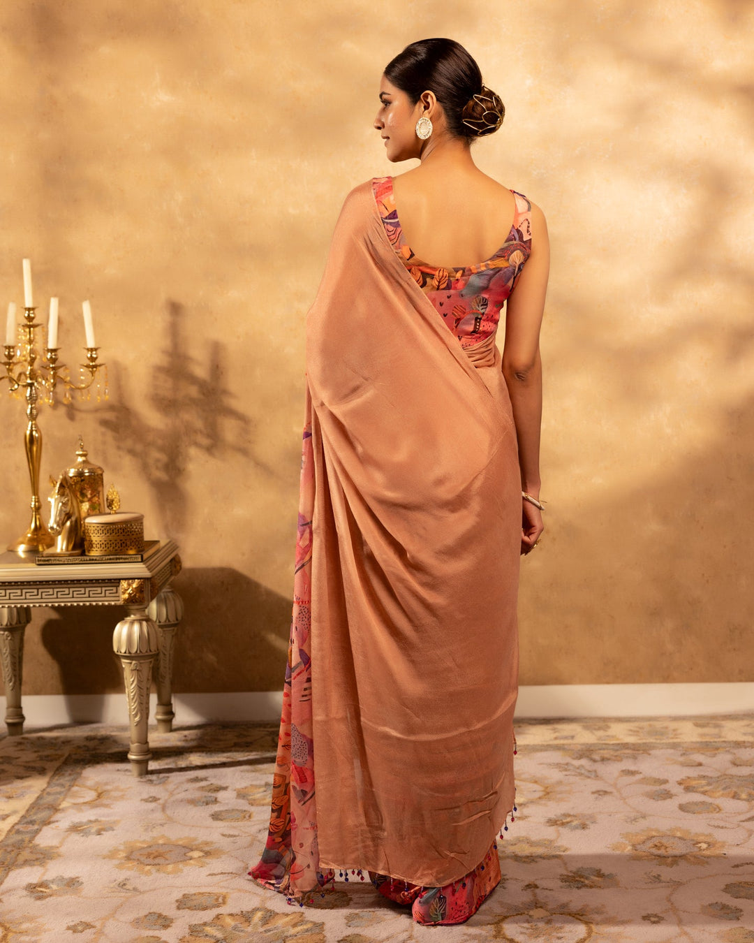 Peach-Chiffon-Abstract--Saree