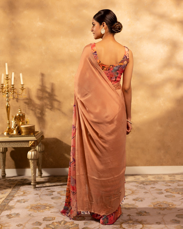 Peach-Chiffon-Abstract--Saree
