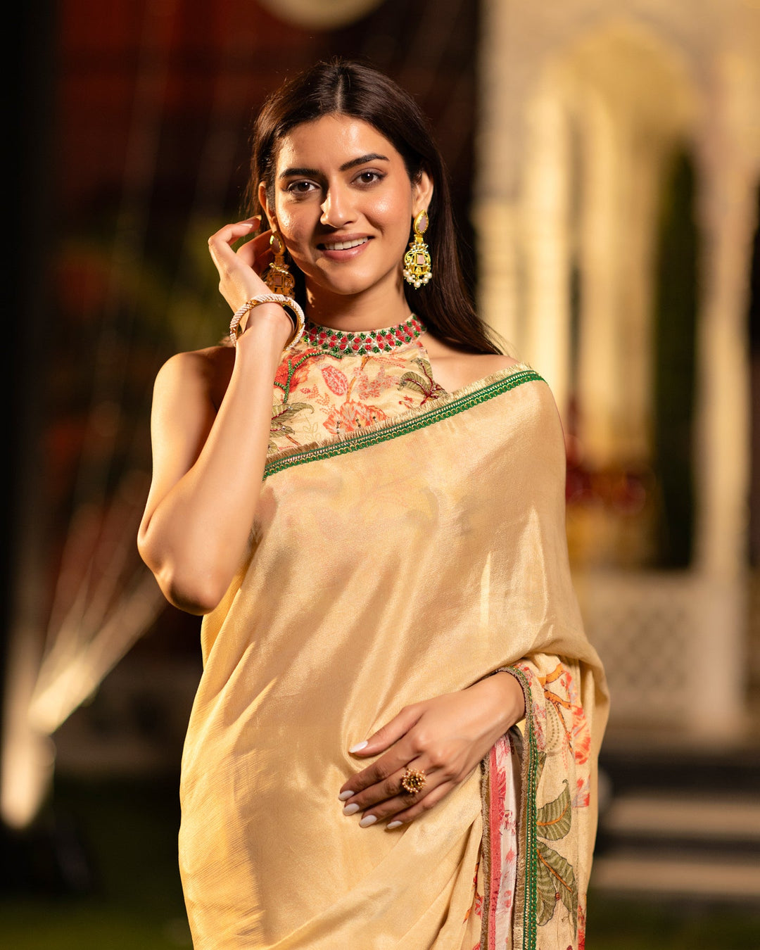 Beige-Chintz-Chinnon-Saree