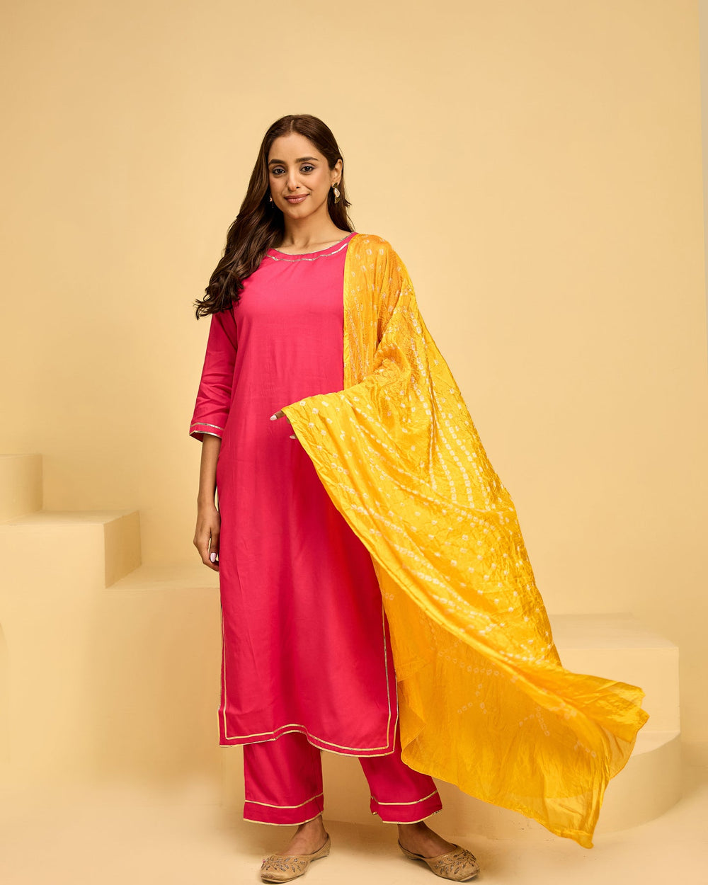 Pink-Rayon-3-Piece-Kurta-Set